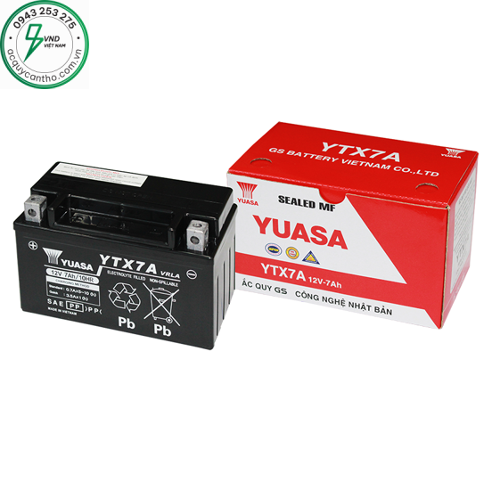 ẮC QUY GS YTX7A (12V-7AH) CHO XE MÁY