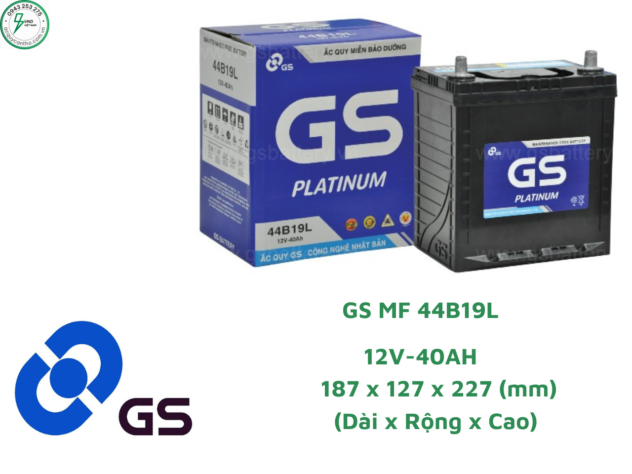 ẮC QUY GS MF 44B19L (12V-40AH)