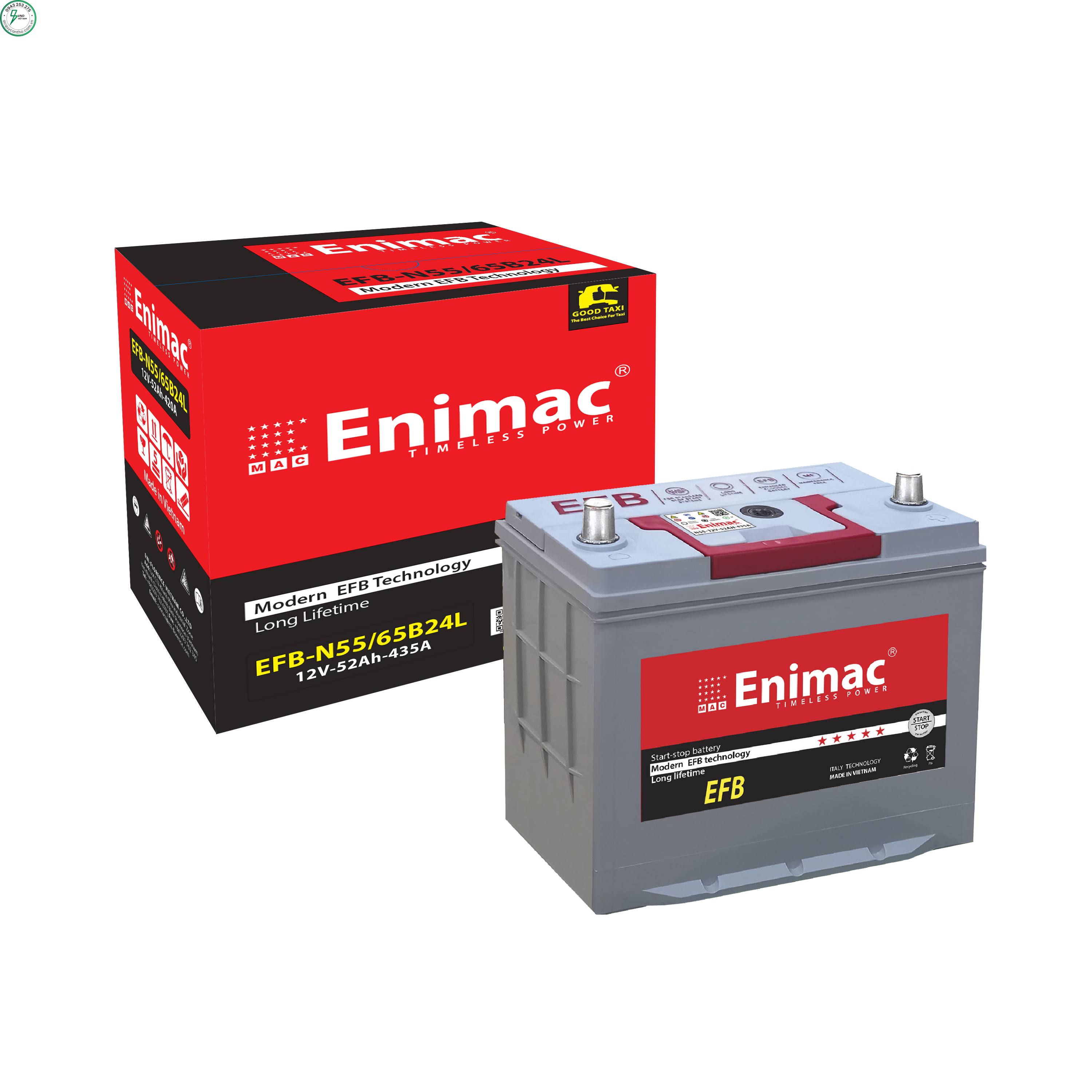 ẮC QUY ENIMAC EFB-N55/65B24L CHUYÊN DÙNG CHO GRAB/TAXI (12V-52AH)