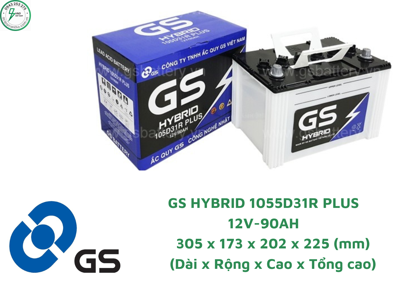 ẮC QUY GS HP 105D31R PLUS (12V-90AH)