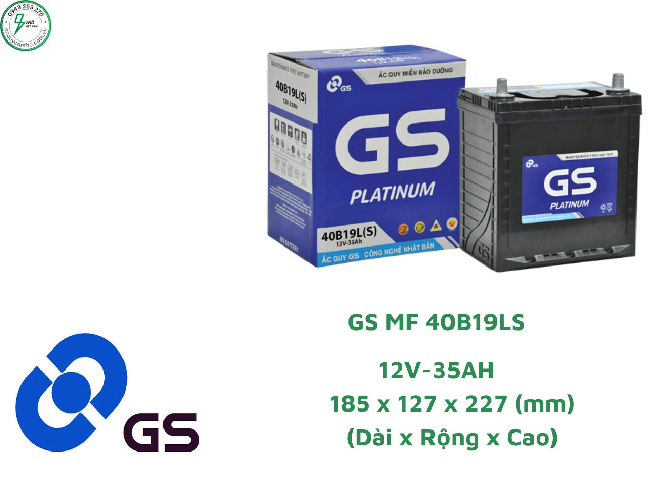 ẮC QUY GS MF 40B19LS (12V-35AH)