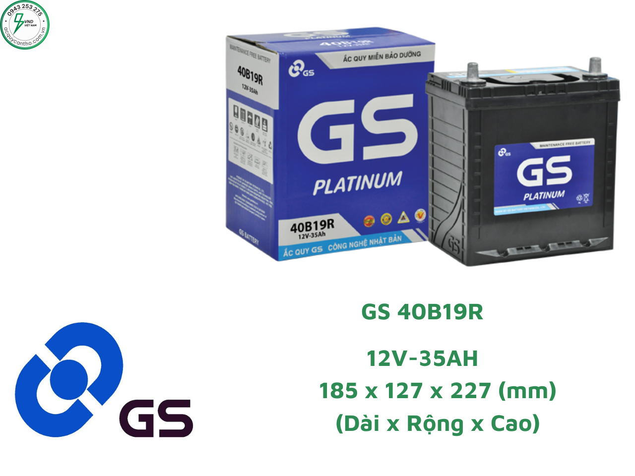 ẮC QUY GS MF 40B19R (12V-35AH)