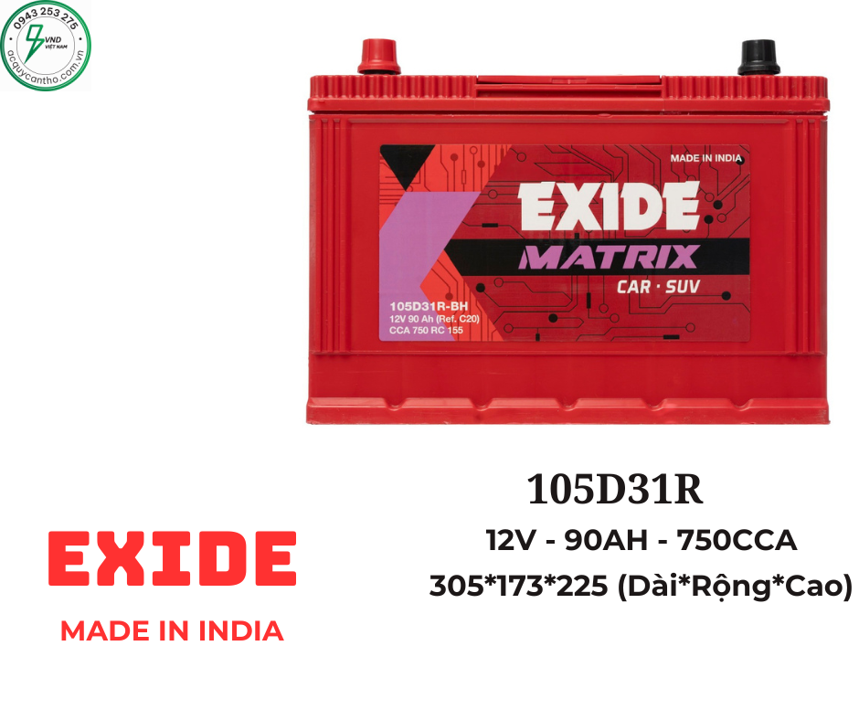 ẮC QUY EXIDE 105D31R (12V-90AH)
