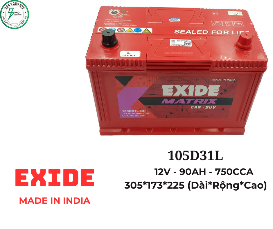 ẮC QUY EXIDE 105D31L (12V-90AH)