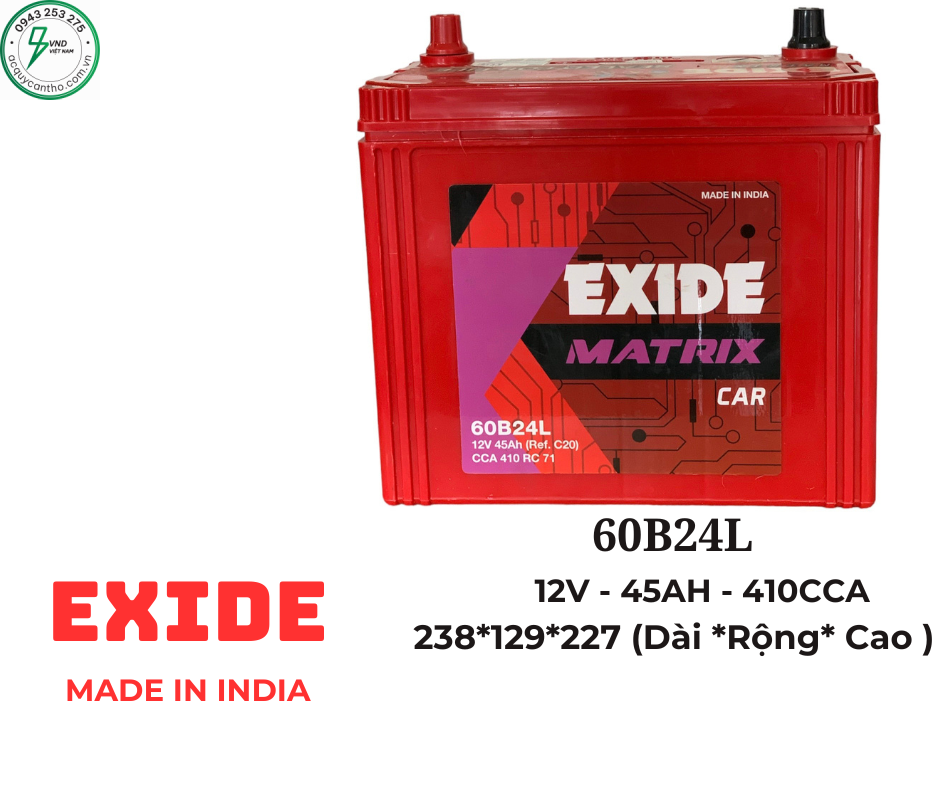 ẮC QUY EXIDE 60B24L (12V-45AH)