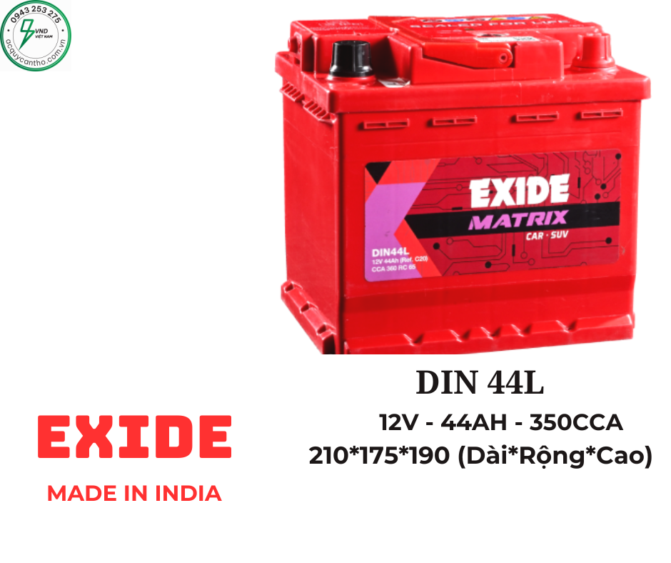 ẮC QUY EXIDE DIN44L (12V-44AH)