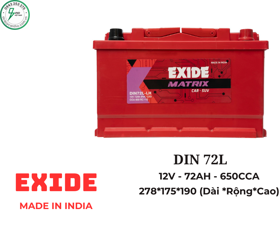 ẮC QUY EXIDE DIN72L