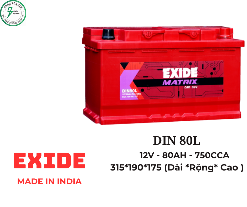 ẮC QUY EXIDE DIN 80L