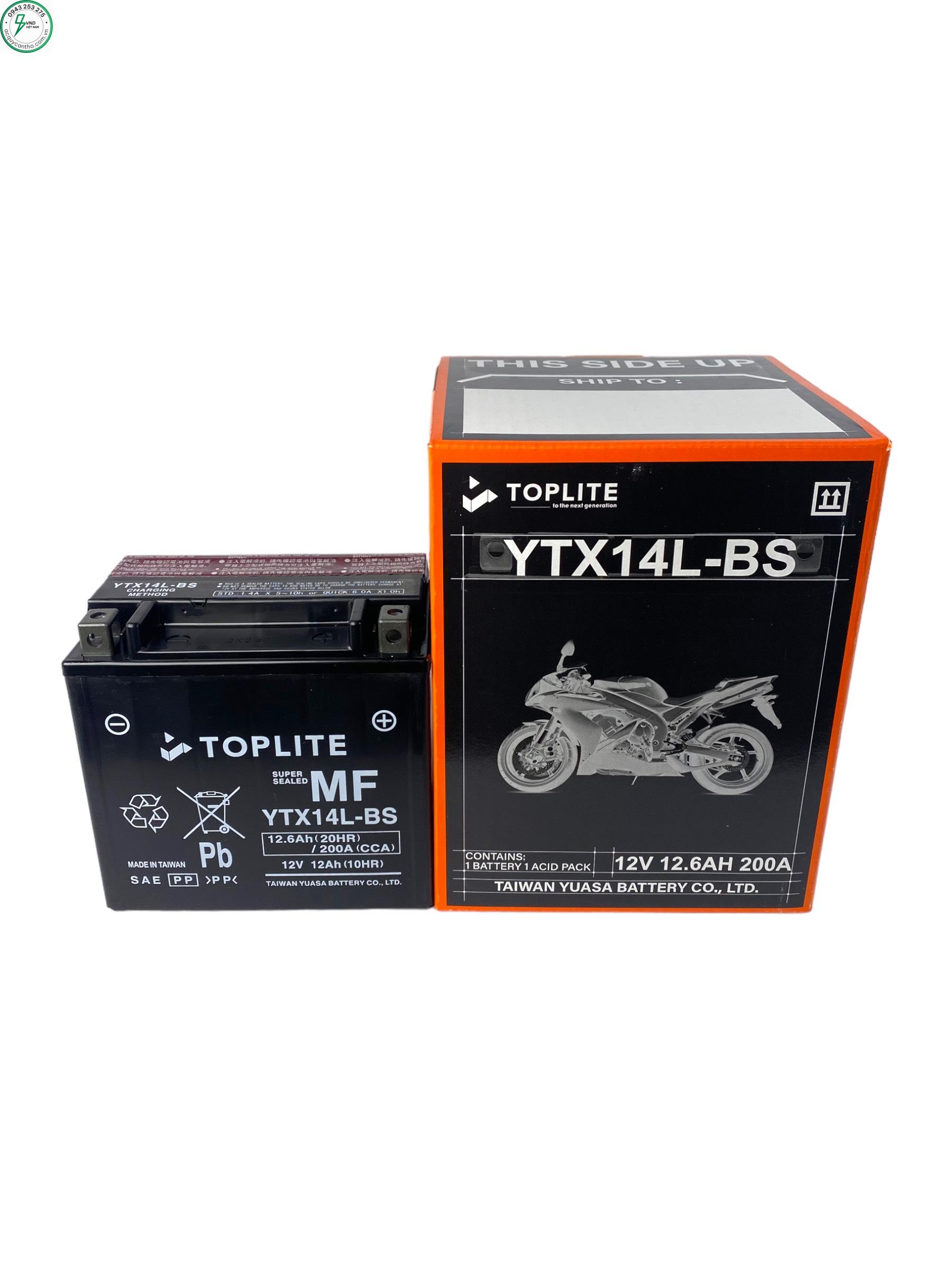 ẮC QUY MOTO PKL TOPLITE YTX14L-BS (12V-12.6Ah)