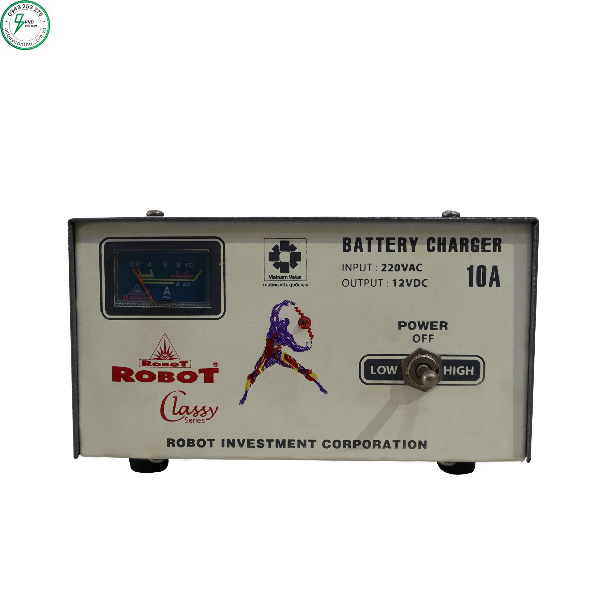 MÁY SẠC BÌNH ẮC QUY ROBOT 10AH (DÂY ĐỒNG)