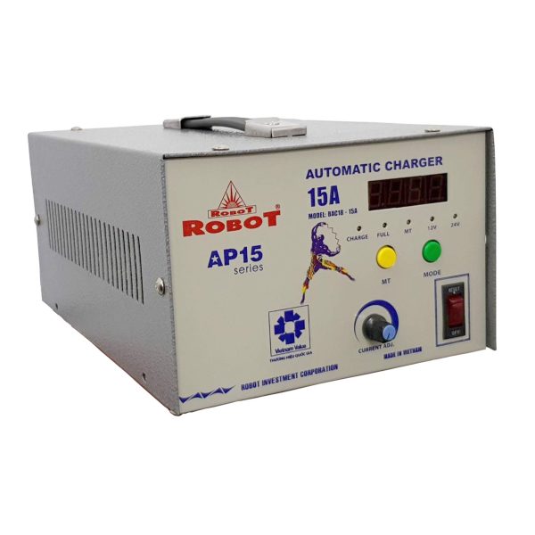 MÁY SẠC BÌNH ẮC QUY ROBOT TỰ ĐỘNG 12 -24V 15AH (DÂY NHÔM)